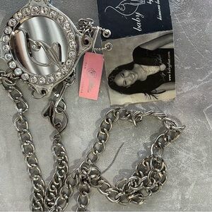Baby Phat Silver Chain belt with Rhinestone Pendant